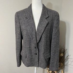 Vintage Brooks Woolen Co. Inc 100% British Wool Gray Tweed Blazer Lined Sz L?!